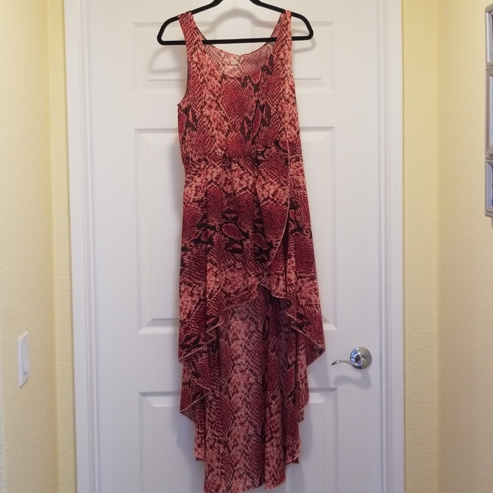 Pink and Black snake print hi low dress